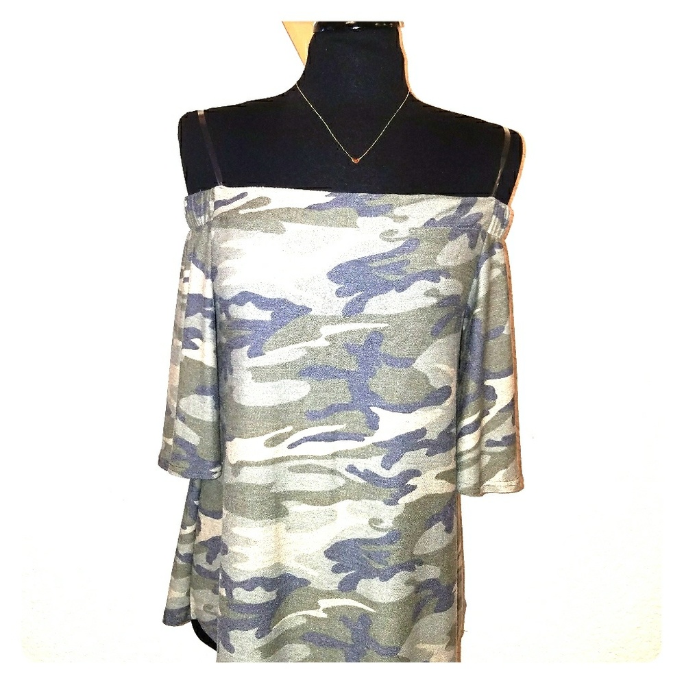 Camo off shoulder shirt